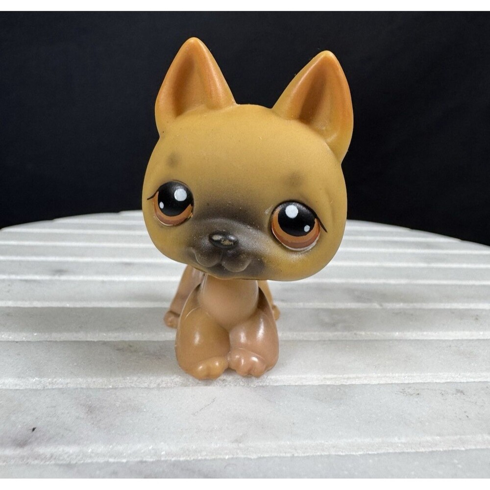 Littlest Pet Shop Authentic # 61 Tan Brown German Shepherd Brown Eyes